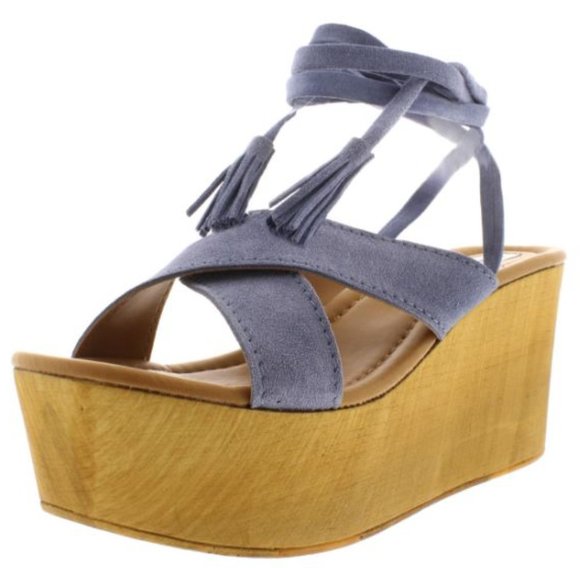 Steve Madden Shella Womens Suede Ankle Wrap Platform Sandals - size 6 - EUC - Picture 2 of 6